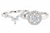 Art Deco Halo Setting Bridal Wedding Engagement Ring Set Sterling Silver for Women