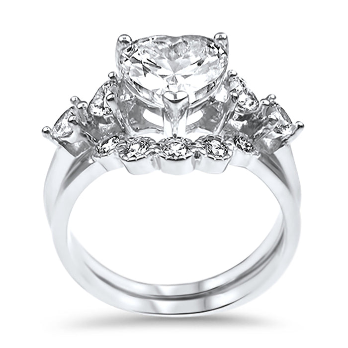 Vintage Heart Cut CZ Wedding Engagement Ring Set for Women