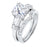 His Her Silver Titanium 3 Piece CZ Wedding Engagement Ring Set