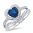 Heart Cut Simulated Blue Sapphire Wedding Engagement Ring Set for Women