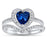 Heart Cut Simulated Blue Sapphire Wedding Engagement Ring Set for Women