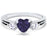 1 Carat Heart Cut Purple Amethyst CZ Wedding Engagement Ring Set for Women