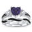 Amethyst CZ wedding engagement ring set silver