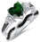 Heart Cut Emerald Green CZ Wedding Engagement Ring Set for Women