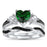 LaRaso Co His Her Wedding Ring Set 3 Piece TRIO Green Heart Couples Bands 10 10