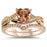 Heart Cut Simulated Morganite CZ Wedding Engagement Ring Set for Women