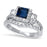 Princess Cut Halo Simulated Blue Sapphire Wedding Engagement Ring Set for Women