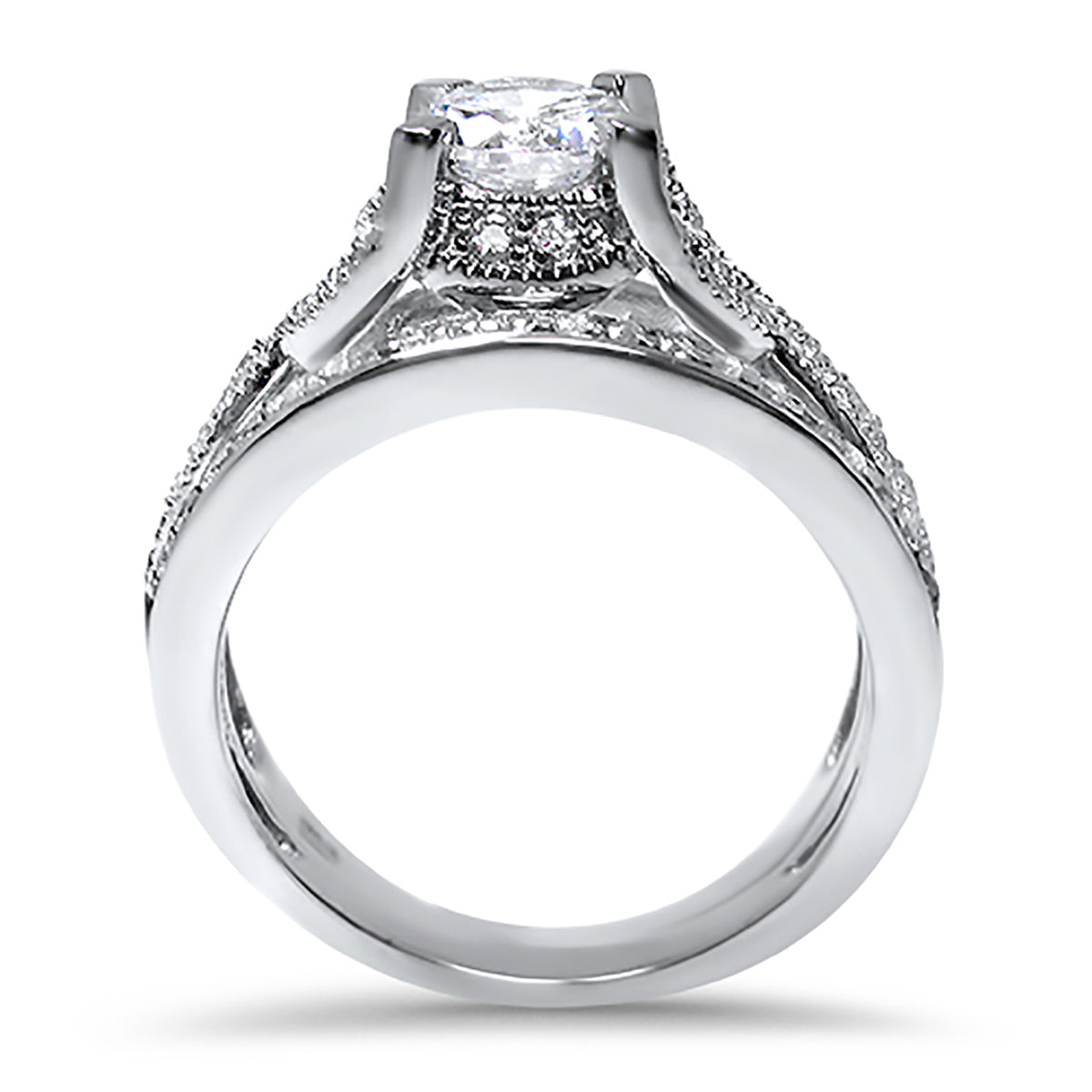 Alternate view of cZ Sterling Silver Wedding and Engagement Ring Set | Style 194