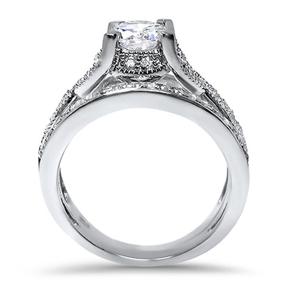 Alternate view of cZ Sterling Silver Wedding and Engagement Ring Set | Style 194