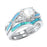 Wedding Ring Set His Hers Sterling Silver Opal CZ Engagement TRIO Set Him Her