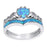 Lab Created Blue Opal Heart Cut Sterling Silver Claddaugh Wedding Engagement Ring Set for Women