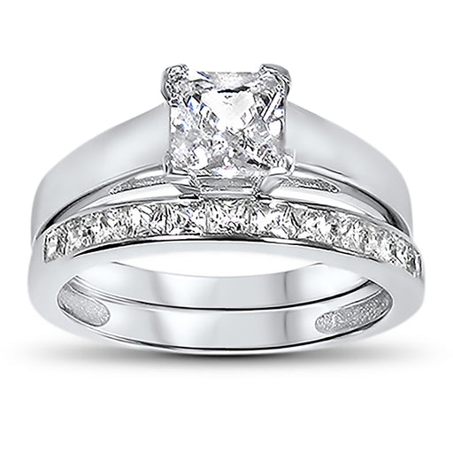 CZ Wedding Engagement Ring Set