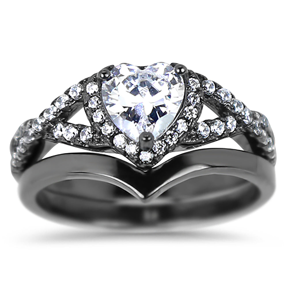 CZ Wedding Engagement Ring Set