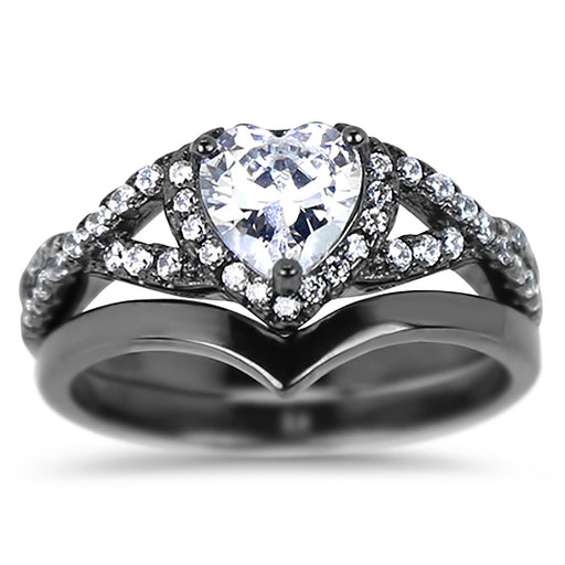 CZ Wedding Engagement Ring Set