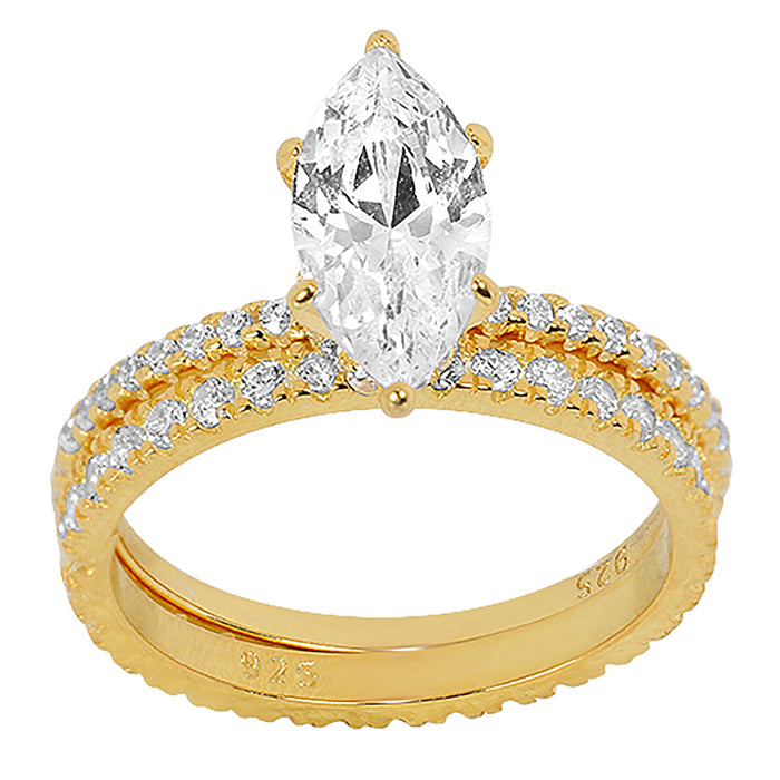 Marquise Cut 14K Gold Wedding Set