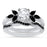 His Her Sterling Silver Black White CZ Wedding Engagement Ring Set for Men Women