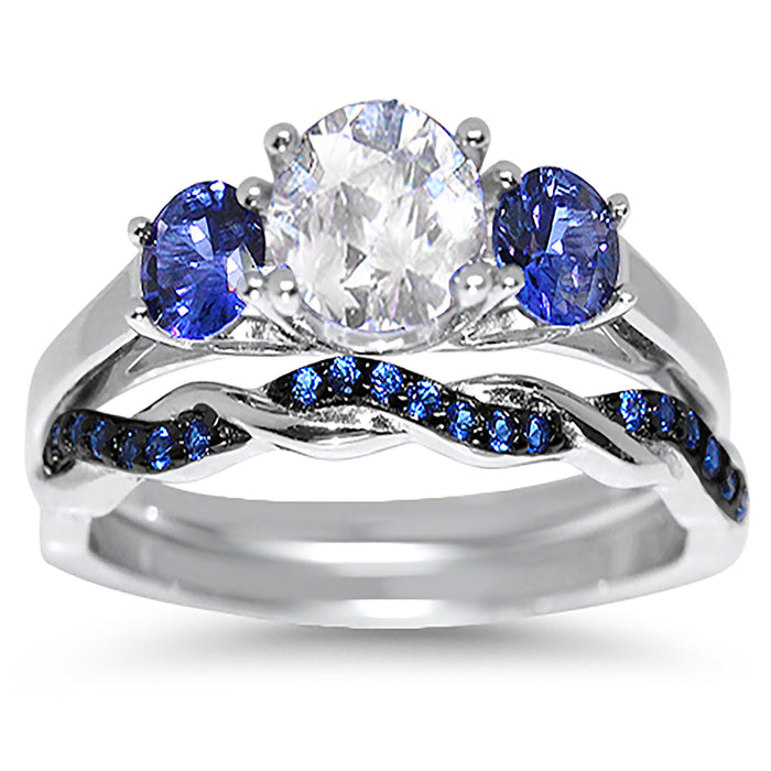 LaRaso & Co Silver His Hers Wedding Ring Set TRIO Matching Rings for Him Her Sizes 10/15