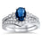 His & Her TRIO Wedding Rings Blue Sapphire Engagement Ring Wedding Band Set