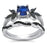 Unique Blue Sapphire and Black CZ Wedding Engagement Ring Set for Women