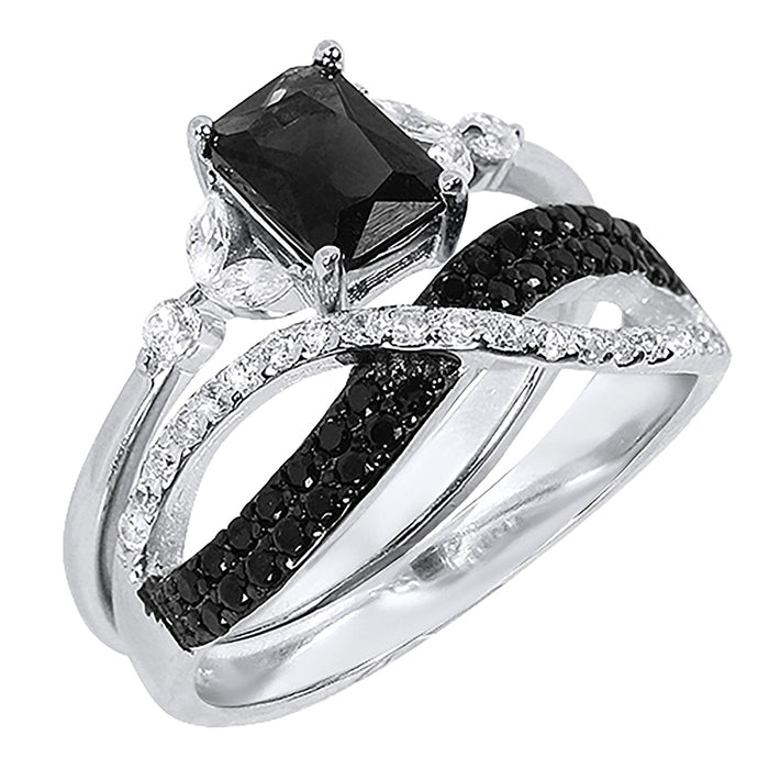 unique CZ wedding engagement ring set