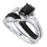 unique black white wedding ring set