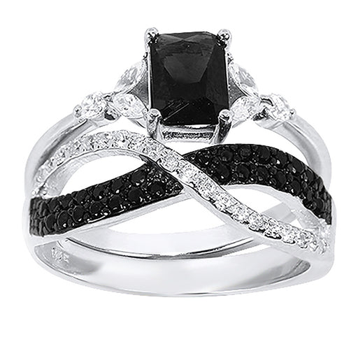 black engagement ring set