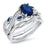 Oval Cut Sterling Silver Simulated Blue Sapphire Wedding Engagement Ring Set for Women