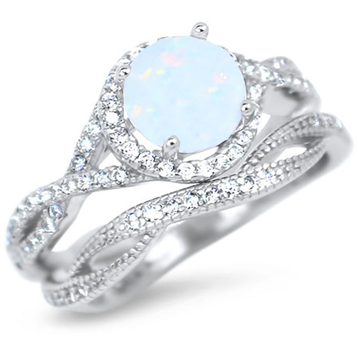 White Opal Engagement Ring for Women