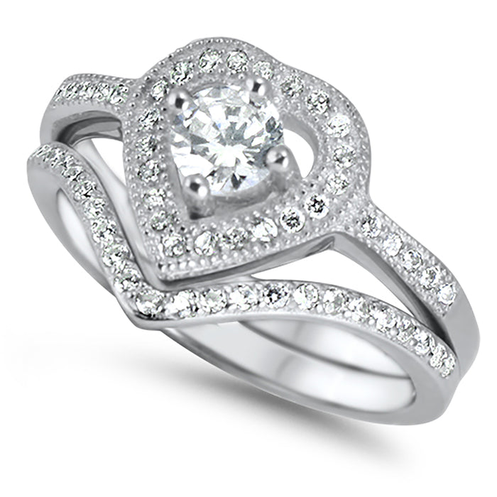 CZ Wedding Engagement Ring Set for Women