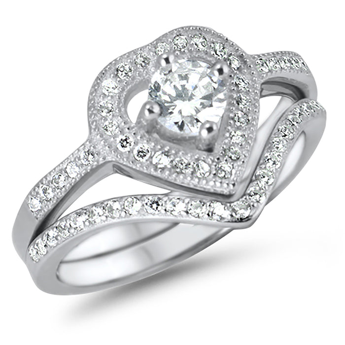 CZ Wedding Engagement Ring Set for Women