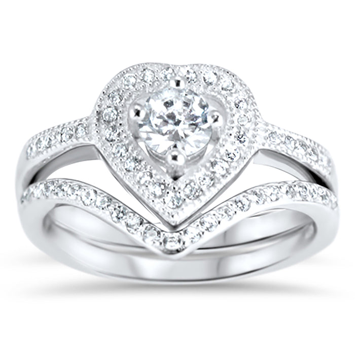 CZ Wedding Engagement Ring Set for Women