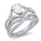 Sterling Silver CZ Wedding Engagement Ring Set for Women