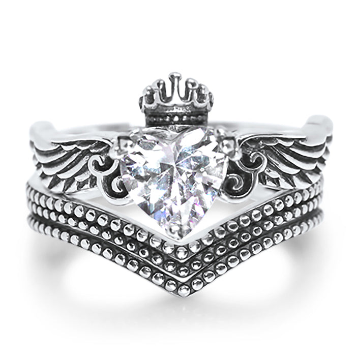 CZ Wedding Engagement Ring Set