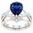 LaRaso & Co Sterling Silver 3 CT Blue Simulated Sapphire CZ White Opal CZ Wedding Ring Set
