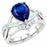 LaRaso & Co Sterling Silver 3 CT Blue Simulated Sapphire CZ White Opal CZ Wedding Ring Set