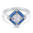 Simulated Blue Sapphire Art Deco Engagement  Wedding Bridal Set for Women Size 6