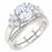 1 Carat Oval Cut CZ Wedding Engagement Ring Set Sterling Silver for Women