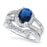 His and Her Simulated Blue Sapphire Sterling Silver Steel Wedding Ring Set