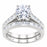 Sterling Silver Wedding Ring Set 1 Carat Round Brilliant Solitaire - Size 6 & 8 only