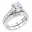 Sterling Silver Wedding Ring Set 1 Carat Round Brilliant Solitaire - Size 6 & 8 only
