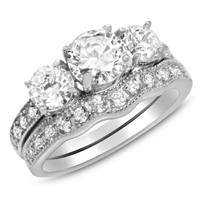 CZ Wedding Engagement Ring Set for Women