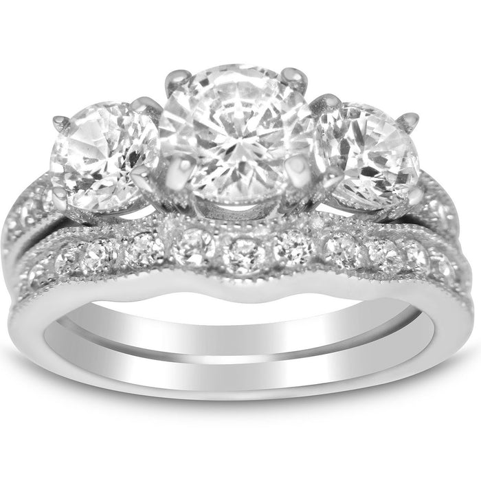 CZ Wedding Engagement Ring Set for Women