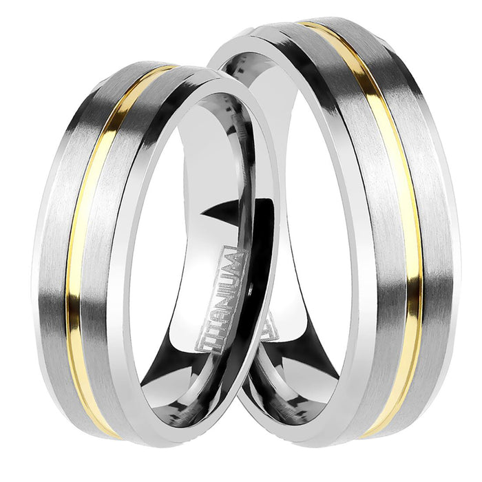 His Her Matching Titanium Wedding Rings Set