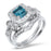 His and Her Wedding Ring Set Vintage Princess Cut Simulated Blue Topaz Sterling Silver