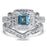 His and Her Wedding Ring Set Vintage Princess Cut Simulated Blue Topaz Silver Titanium