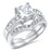 1 Carat Princess Cut CZ Silver Wedding & Engagement Ring Set Size 7