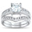 1 Carat Princess Cut CZ Silver Wedding & Engagement Ring Set Size 7