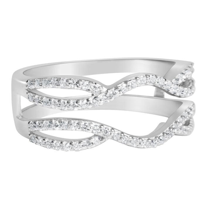His Her Sapphire CZ Silver Titanium Wedding Ring Set