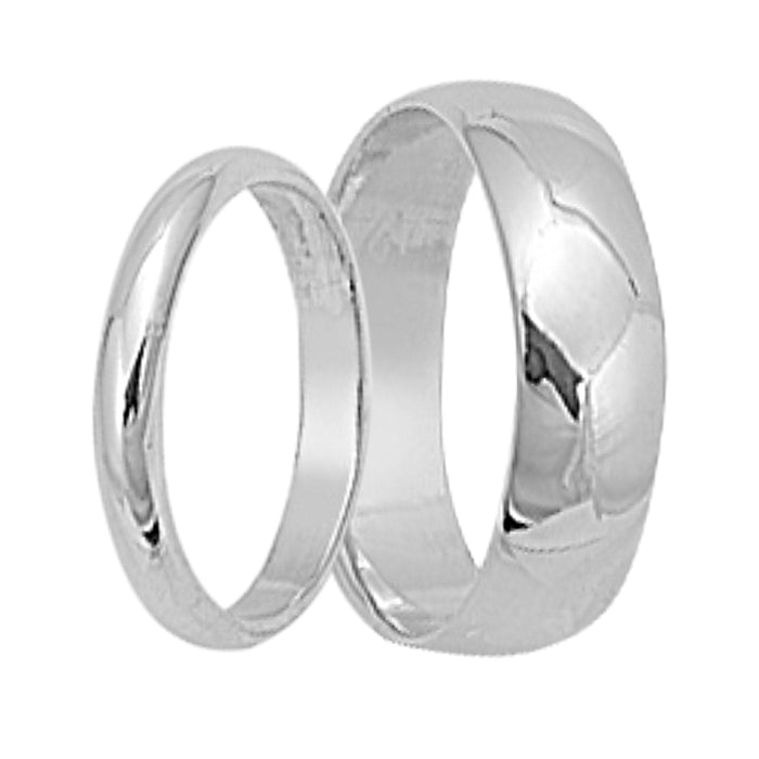 His and Her Sterling Silver Wedding Band and Engagement Ring Set