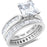 His and Hers 3 Piece Sterling Silver Princess Cut CZ Wedding Engaement Ring Set